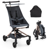 Garvee Cochecito ligero para avión con plegado rápido, ruedas todo terreno, aleación duradera, canopy ajustable, freno trasero, color azul, ideal para viajes urbanos - Azul