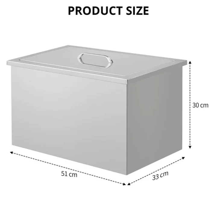 Garvee Baúl de Hielo Empotrable 24L de Acero Inoxidable 304, Hielera con Tapa Portátil de 51x33x30 cm para Bar, Barbacoa y Eventos, Enfriador de Bebidas Térmico, Plata
