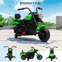 Garvee Motocicleta Eléctrica 6V, Suspensión, Música, Luces, 2 Ruedas Apoyo, Plástico Resistente, 1-3 años, Interior y Exterior, Verde