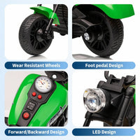 Garvee Motocicleta Eléctrica 6V, Suspensión, Música, Luces, 2 Ruedas Apoyo, Plástico Resistente, 1-3 años, Interior y Exterior, Verde