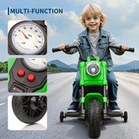 Garvee Motocicleta Eléctrica 6V, Suspensión, Música, Luces, 2 Ruedas Apoyo, Plástico Resistente, 1-3 años, Interior y Exterior, Verde