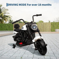 Garvee Motocicleta Eléctrica 6V, Arranque Suave, Suspensión, 2 Ruedas Apoyo, Música y Luz, 1-3 años, Interior y Exterior, Blanco