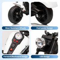 Garvee Motocicleta Eléctrica 6V, Arranque Suave, Suspensión, 2 Ruedas Apoyo, Música y Luz, 1-3 años, Interior y Exterior, Blanco