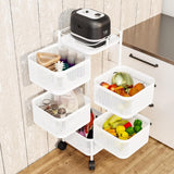Garvee Carro de Almacenamiento 5 Niveles Acero Carbono 5 Compartimentos para Oficina y Cocina Organizador de Frutas y Juguetes Blanco - Blanco