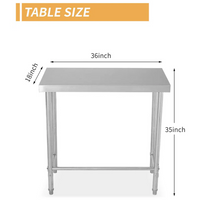 Garvee Mesa de Acero Inoxidable 45,72×91,44cm Mesa de Trabajo Comercial con Base Abierta Estabilidad Superior Resistente al Clima Cocina y Taller