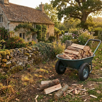 Garvee Carretilla de Jardín con Doble Rueda, Capacidad 272 kg, Cama de Polietileno, Marco de Acero, Verde, Uso en Jardín y Exterior