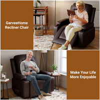 Garvee Sillón Reclinable Eléctrico con Elevación, Masaje 8 Puntos y Calor Lumbar, Cuero PU, 54-56cm Ancho de Asiento, Reclinación 135°, para Personas Mayores, Marrón