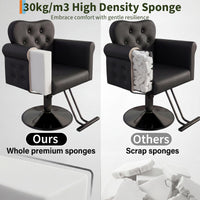 Garvee Silla De Peluquería Para Estilistas Cuero PU Elevación Hidráulica Giro 360° Base Metálica Redonda Resistente 150 Kg Salones Spas