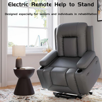 Garvee Sillón Reclinable Eléctrico Power Lift con Calor y Masaje para Mayores y Movilidad Reducida, 98×95×103 cm, Cuero Sintético PU Negro