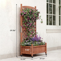 Garvee Jardinera de Madera Con Enrejado y Ruedas Para Patio y Jardín 75x33x150 Cm Café