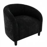 Garvee Silla Acento Terciopelo Barrel Club U-Shaped Backrest Brazos Curvos Para Sala Y Dormitorio Terciopelo Color Sólido - Negro