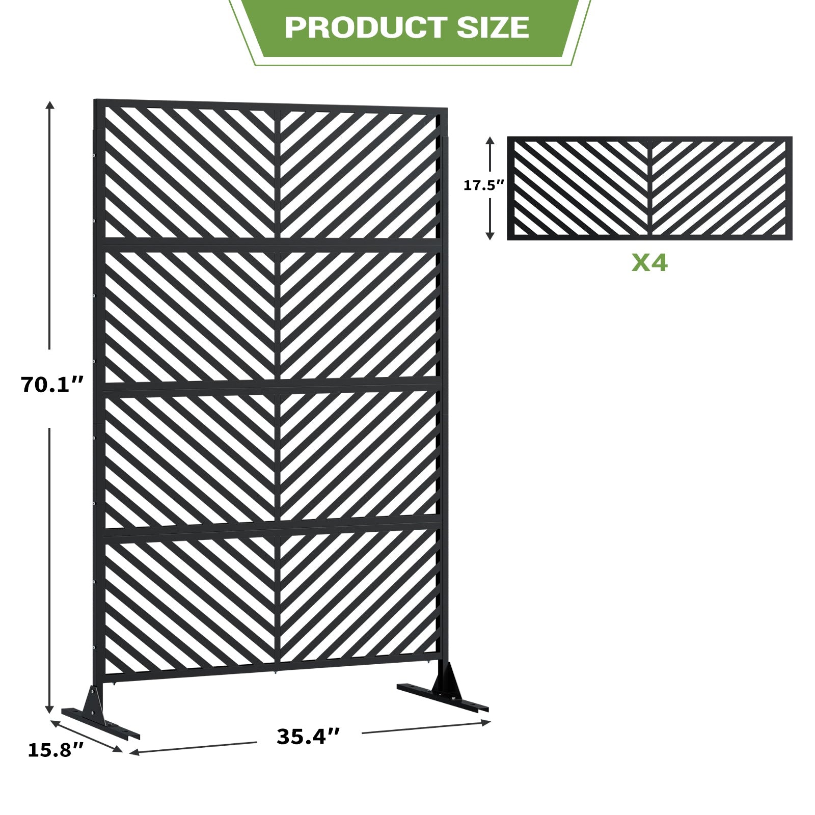 Garvee Pantalla de Privacidad Metálica para Exterior 180x90 cm Panel Separador de Ambientes Antióxido Jardín y Balcón Negro