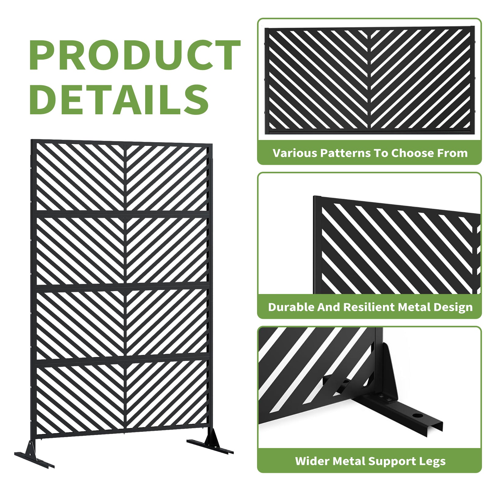 Garvee Pantalla de Privacidad Metálica para Exterior 180x90 cm Panel Separador de Ambientes Antióxido Jardín y Balcón Negro