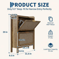 Garvee Zapatero de Ratán con 2 Cajones Abatibles Mueble Organizador de Zapatos MDF Estilo Rústico para Entrada 81 cm Madera