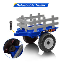 Garvee Tractor Eléctrico 12V, 3 Velocidades, Remolque, Luces LED, Bluetooth, Control Remoto 2.4G, 3-7 años, Jardín, Azul