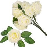 Garvee Rosas Artificiales 25 Piezas Ramo de Boda DIY Decoración del Hogar Blanco Lechoso - Blanco Lechoso
