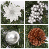Garvee Guirnalda Navideña con luces LED, 182.88cm, color plata blanca, piñas y bayas, decoración para chimenea y escalera, operada con batería - Plata