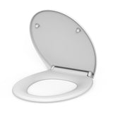Garvee Asiento de inodoro oval blanco con cierre automático y liberación rápida, antibacteriano, polipropileno, para baño, fácil de instalar, silencioso
