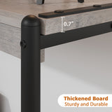 Garvee Mesa Consola 2 Niveles 100 cm Entrada Madera y Metal Estilo Rústico y Moderno Soporte Fuerte Fácil Limpieza - Gris