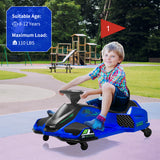 Garvee Kart Eléctrico 24V, Motor 180W Sin Escobillas, Luces LED, 8-12 años, Exterior, Azul - Azul