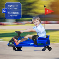 Garvee Kart Eléctrico 24V, Motor 180W Sin Escobillas, Luces LED, 8-12 años, Exterior, Azul