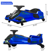 Garvee Kart Eléctrico 24V, Motor 180W Sin Escobillas, Luces LED, 8-12 años, Exterior, Azul