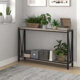 Garvee Consola Estrecha De Madera Y Metal Con Almacenaje Para Entrada 110x25x76cm MDF Y Acero Color Natural - Gris-1