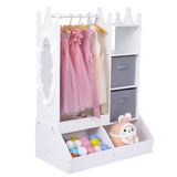 Garvee Armario De Vestir Para Niñas Blanco Con Luz Y Espejo, Perchero Y Contenedor, Ideal Para Habitaciones Infantiles, Material Resistente - Blanco