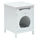 Garvee casa Gato + mesa auxiliar MDF 47×50×50 cm Blanco Caja Arena Oculta - Blanco