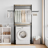 Garvee estante de Lavandería 76 cm con Racks de Secado, Ajustable, Resistente, Madera Ingeniería, Multiusos para Baño y Lavandería, 71 cm Ancho, Color Madera
