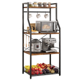 Garvee Estante para Microondas y Panadería con Gran Capacidad, Estructura de Acero y MDF, Cocina Moderna, 4 Niveles, Color Vintage