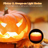 Garvee Lámparas LED para Calabaza de Halloween, Flamas Parpadeantes, Control Remoto, 4 Piezas, Decoración Exterior, Material Seguro, Batería AAA - Blanco