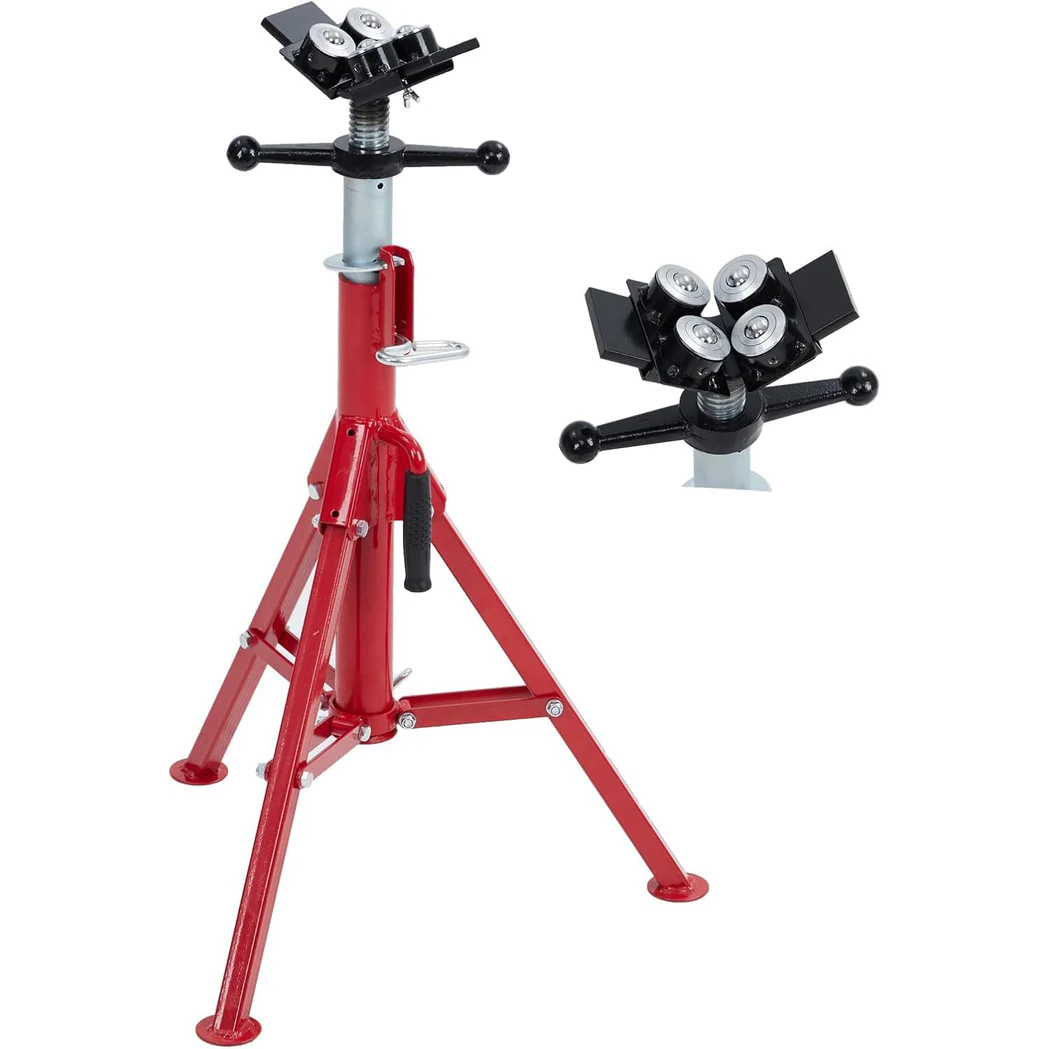 Garvee Soporte para Tubos V-Head Ajustable 71-132 cm Acero Carbono Plegable 1134 kg para Soldadura y Corte Negro