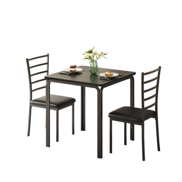 Garvee Conjunto de comedor Garvee 1 mesa 2 sillas MDF negro compacto que ahorra espacio para cocina y sala de estar