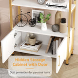 Garvee Estantería Dorada Arqueada con Marco Metálico Resistente y Tablero de Calidad, 4 Niveles con Puertas, Moderna para Sala de Estar, 28×80×182 cm, Dorado - Dorado