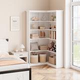 Garvee Estantería Esquinera 185 cm L Forma 5 Niveles Gran Capacidad MDF Resistente Antivuelco para Sala y Dormitorio - Blanco