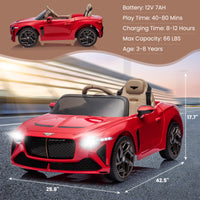 Garvee Coche Eléctrico 12V Bacalar, Mando Parental Y Luces LED, 3-6 años, Exterior, Rojo