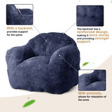 Garvee Sillón Puff Gigante de Espuma de Alta Densidad para Familias en Sala de Estar 130x105x85cm Azul Marino - Azul marino