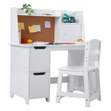 Garvee Set De Escritorio Y Silla Para Niños, Mesa De Estudio De Madera Con Estante Y Pizarra De Corcho, Ideal Para Niños 3-8, Madera Premium, Fácil Montaje