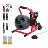 Garvee Máquina Limpiadora de Drenajes Profesional con Cable de Acero 15.2 m, 6 Cortadores, Guantes, para Tuberías de 1.9 a 7.6 cm, Portátil, Automática