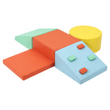 Garvee Bloques de Escalada de Espuma para Pequeños de Cuero PU, Set de 5 Piezas Seguras y Antideslizantes, Fáciles de Limpiar, Perfectos para Actividades Interiores - Naranja