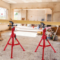 Garvee Soporte de elevación para tubo con cabeza en V, capacidad 0.32-30.48cm, altura ajustable 71.12-132.08cm, acero al carbono, plegable y portátil, trípode estable para uso industrial