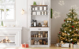 Garvee Gabinete de cocina con 4 puertas y 1 cajón, tabla de viruta, color blanco lavado