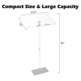 Garvee Atril Acrílico Transparente 47in - Soporte Ajustable, Ligero y Portátil - Ideal para Iglesias y Conferencias - Blanco