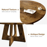 Garvee Mesa de Comedor Redonda 119 cm para 4-6 Personas, Tablero de Madera, Base Pedestal Robusta, Pies Antideslizantes Ajustables, Estilo Vintage Cocina - Vintage