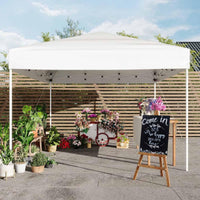 Garvee Carpa Plegable 300x300 cm Toldo Exterior Impermeable con Altura Ajustable y Estructura Metálica Blanco
