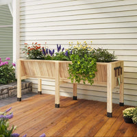 Garvee Cama de Jardín Elevada de Madera de Abeto con Ganchos para Cultivo de Plantas en Patio o Balcón 116.5x60x77cm Color Natural