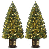 Garvee 140 cm Árbol de Navidad Preiluminado con Maceta Vintage, Agujas Realistas, 108 Luces Blancas Cálidas, Caja x2 ,  para Decoración del Hogar y Oficina - Maceta de mimbre