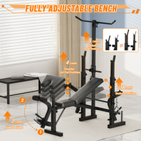 Garvee Banco de Pesas Ajustable 5 en 1 para Gimnasio en Casa, Plegable, 771 kg, Negro Mate