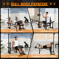 Garvee Banco de Pesas Ajustable 5 en 1 para Gimnasio en Casa, Plegable, 771 kg, Negro Mate